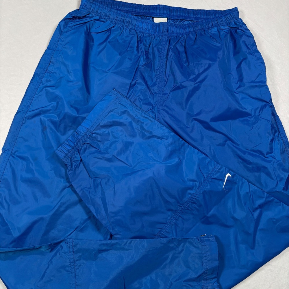 Nike Track Pants Mens XL Blue Vintage Windbreaker Zipper Cuffs Swoosh Joggers